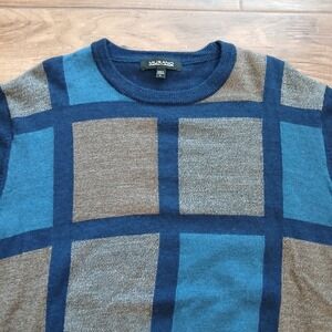 Vintage Murano Sweater Mens‎ Large Blue Merino Wool Crew neck Pullover 90s Y2K
